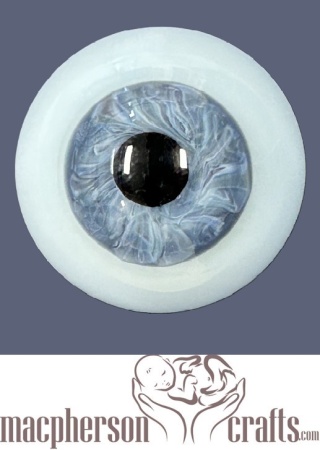 22mm Mouth Blown Glass Eyes -  Mineral Grey w Blue Sclera